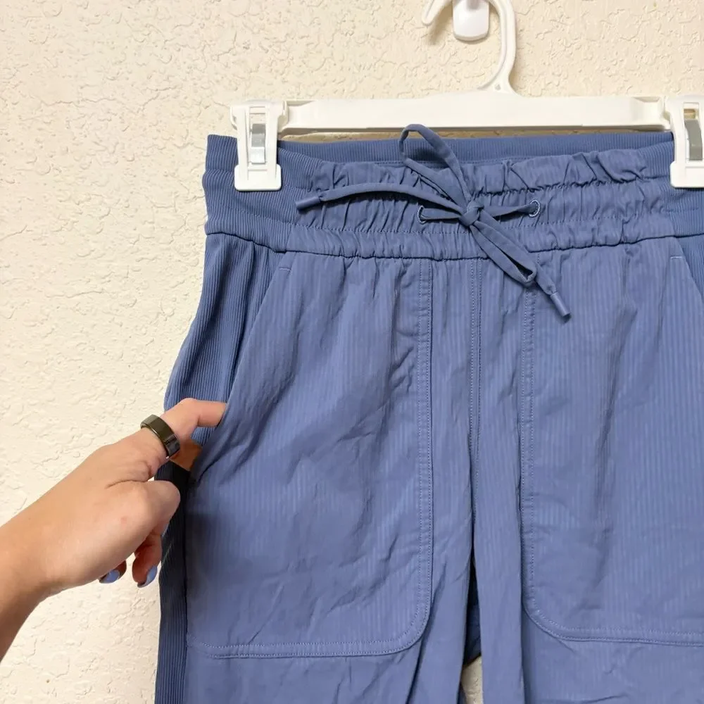 Lululemon Beyond the Studio Jogger Blue Ruched Sides Size 4 Pockets
